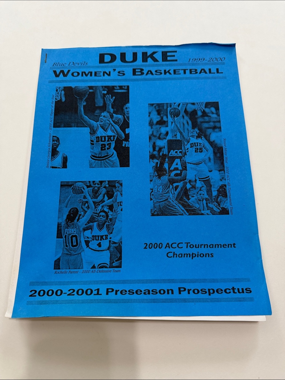 Vintage Duke Blue Devils Women's Basketball 1999-2000 Preseason prospectus